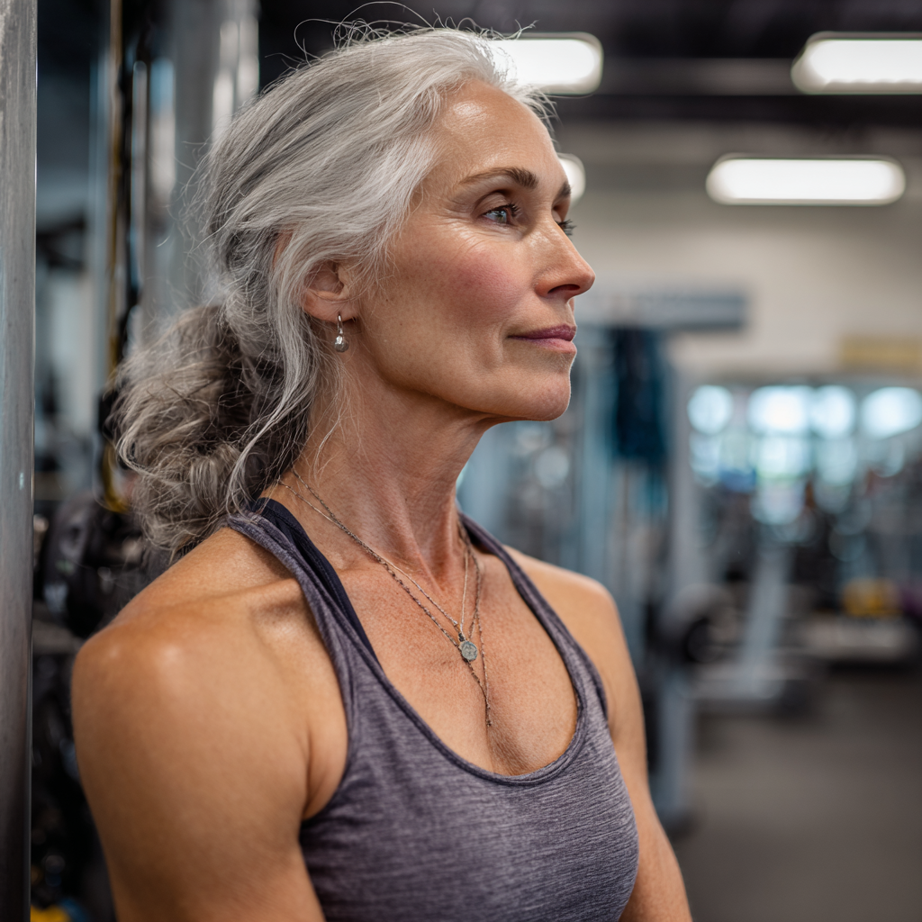 52 years old woman at fitness center